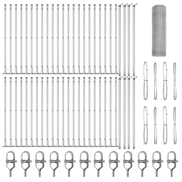 vidaXL Stĺp na plot. Strieborn&aacute; 100 x 1 m (25 mm sieť) Oceľ