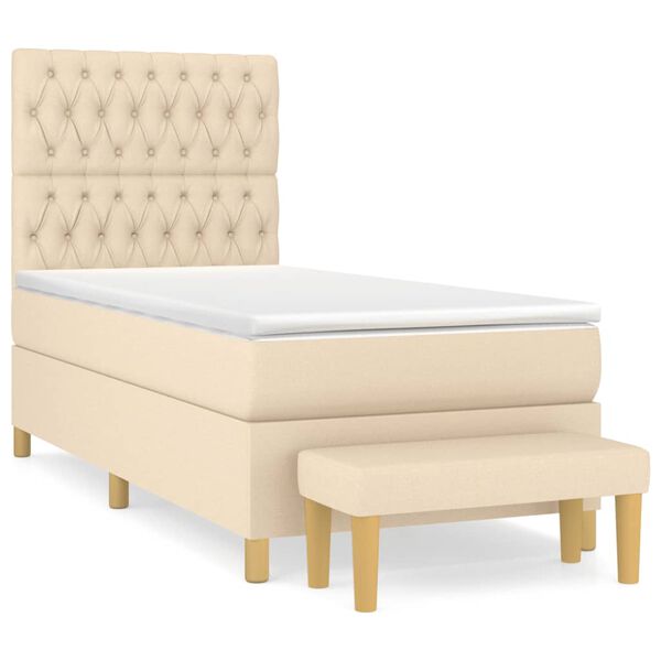 vidaXL Boxspring posteľ s matracom kr&eacute;mov&aacute; 100x200 cm l&aacute;tka