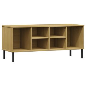 vidaXL Botn&iacute;k s kovov&yacute;mi nohami hned&yacute; 106x35x45 cm mas&iacute;vne drevo OSLO