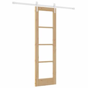 vidaXL Posuvn&eacute; dvere 61 x 198,5 cm Mas&iacute;vne borovicov&eacute; drevo a sklo
