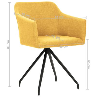 vidaXL Otočné jedálenské stoličky 2 ks horčicovo-žlté látkové