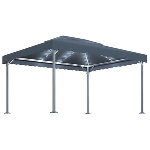 vidaXL Alt&aacute;nok s LED reťazou 400x300 cm, antracitov&yacute;, hlin&iacute;k
