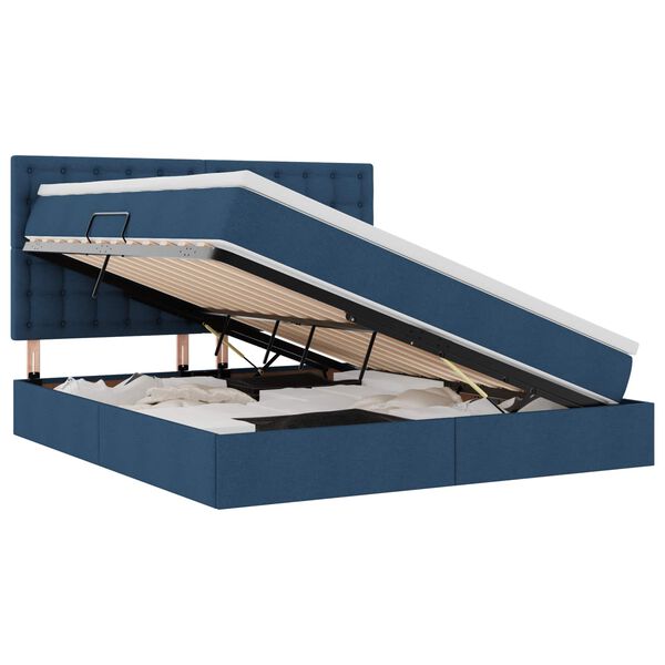 vidaXL Postel s &uacute;ložn&yacute;m prostorem a LED svetlom Modr&aacute; 180 x 200 cm