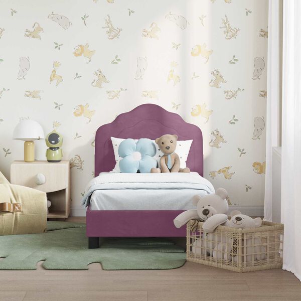 vidaXL R&aacute;m detskej postele s čelom Fialov&aacute; 70 x 140 cm Zamat