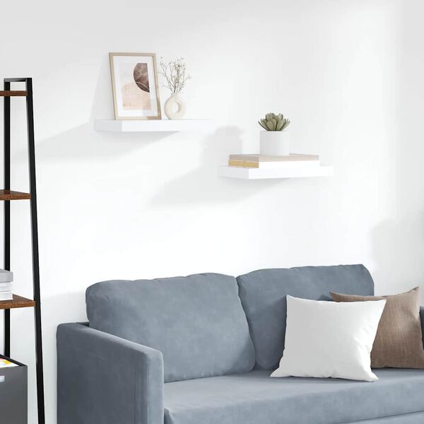 vidaXL Pl&aacute;vaj&uacute;ce n&aacute;stenn&eacute; police 2 ks, biele 40x23x3,8 cm, MDF