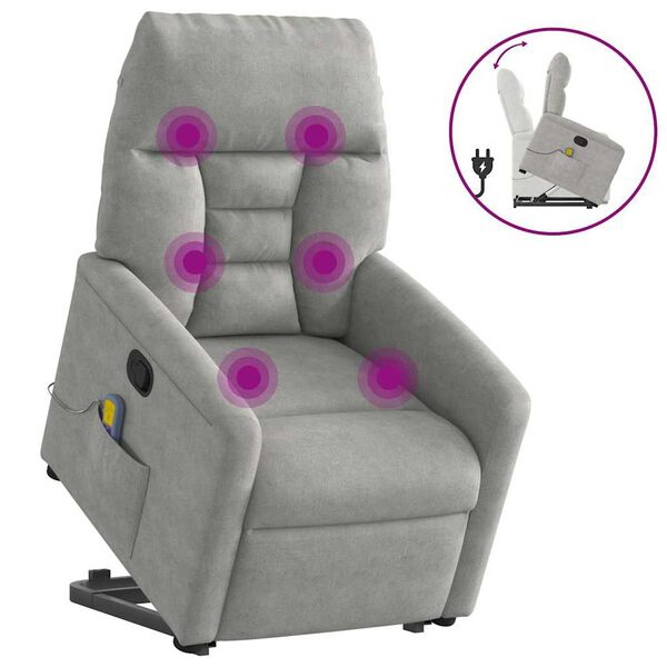 vidaXL Zdv&iacute;hacie mas&aacute;žne skl&aacute;pacie kreslo bledosiv&eacute; mikrovl&aacute;kn. l&aacute;tka