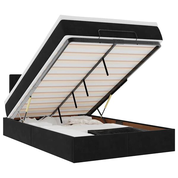 vidaXL Osmansk&aacute; posteľ s matracom a LED čierna 120x190cm zamat