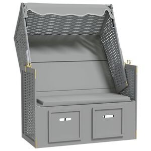 vidaXL Strandkorb so strie&scaron;kou polyratan a mas&iacute;vne drevo siv&yacute;