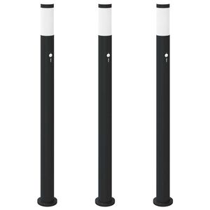 vidaXL Stĺpikov&eacute; svetl&aacute; so senzorom 3 ks 110 cm nehrdzavej&uacute;ca oceľ IP44