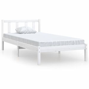 vidaXL Posteľn&yacute; r&aacute;m, biely, borovica 75x190 cm, mal&eacute; jednol&ocirc;žko