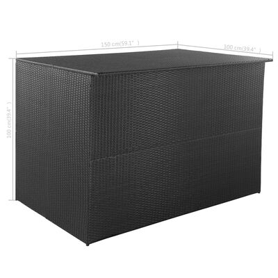 vidaXL Záhradný úložný box čierny 150x100x100 cm polyratanový