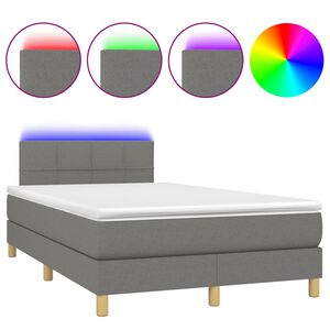 vidaXL Boxspring posteľ s matracom a LED, tmavosiv&aacute; 120x190 cm, l&aacute;tka