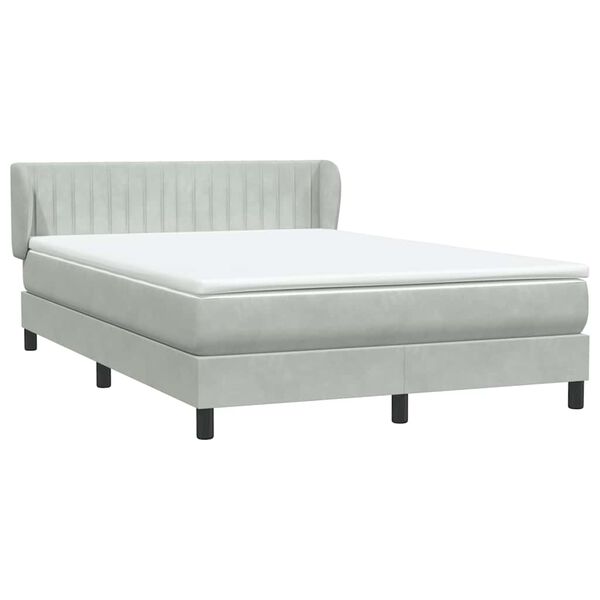 vidaXL Box Spring Posteľ s matracom Svetlosiv&aacute; 140x220 cm Zamat