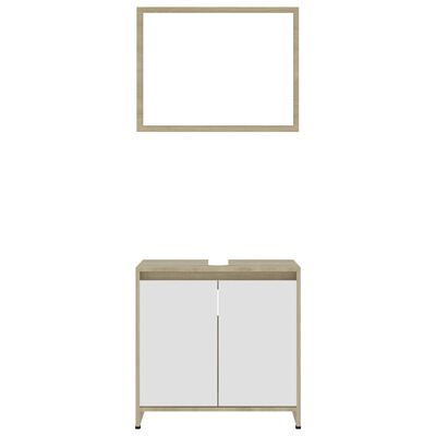 vidaXL Súprava kúpeľňového nábytku, biela a sonoma, kompozitné drevo