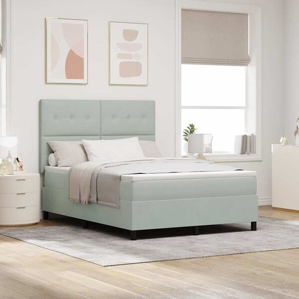 vidaXL LED box s pružinami s matracmi Svetlosiv&aacute; 140 x 200 cm l&aacute;tka