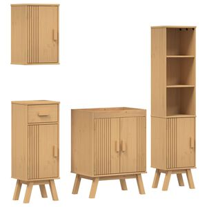 vidaXL Súprava kúpeľňového nábytku 4 pcs Hnedá 114 x 43 x 73.5 cm