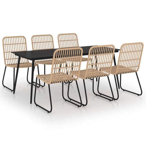 vidaXL 7-dielna vonkaj&scaron;ia jed&aacute;lensk&aacute; s&uacute;prava polyratan a sklo