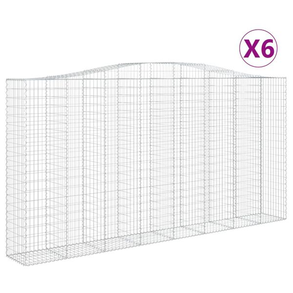 vidaXL Oblúkový gabionový kôš 6 ks 400x50x200/220cm pozinkované železo