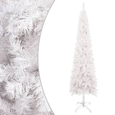 vidaXL Úzky osvetlený vianočný stromček, biely 120 cm