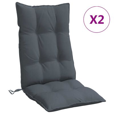 vidaXL Podušky na stoličky s vysokým operadlom 2 ks antracitové látka