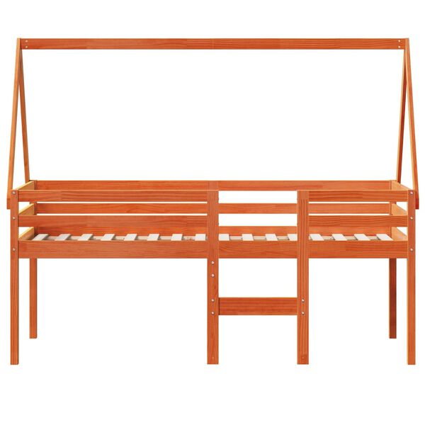 vidaXL Vysoká posteľ so strechou voskovo hnedá 80x200cm borovic. masív