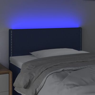 vidaXL Čelo postele s LED modré 80x5x78/88 cm látka