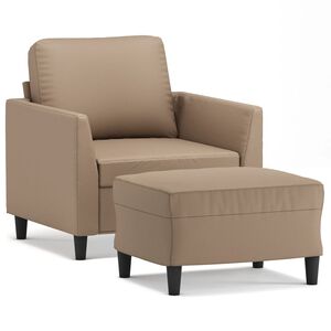 vidaXL Kreslo s podnožkou kapuč&iacute;nov&eacute; 60 cm umel&aacute; koža