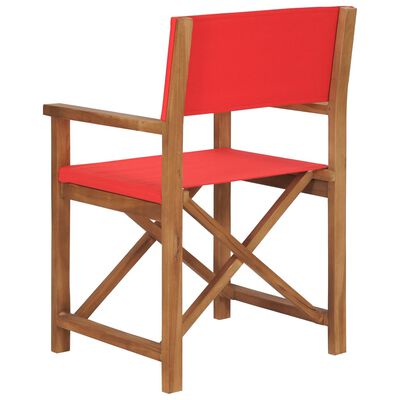vidaXL Režisérska stolička, tíkový masív, červená