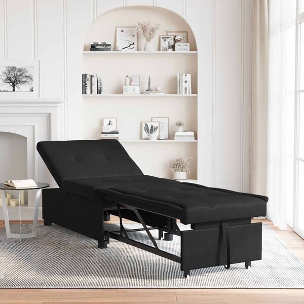vidaXL Rozkladacia posteľ Čierna 194 x 67 x 82 cm Mikrovl&aacute;kno