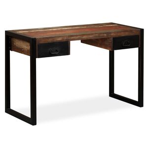 vidaXL P&iacute;sac&iacute; st&ocirc;l s 2 z&aacute;suvkami, recyklovan&yacute; mas&iacute;v 120x50x76 cm