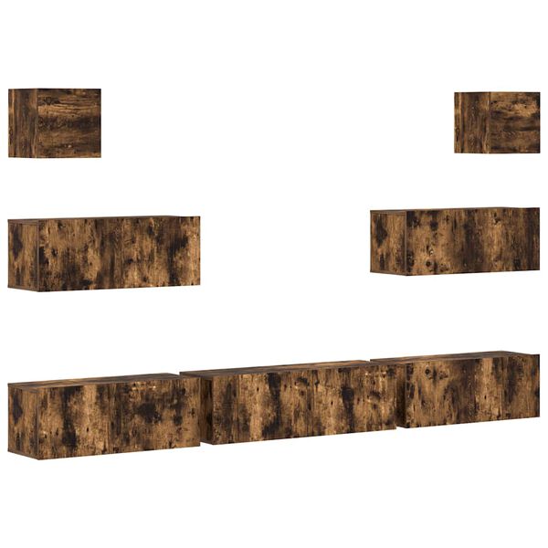 vidaXL 7-dielna s&uacute;prava TV skriniek dymov&yacute; dub spracovan&eacute; drevo