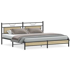 vidaXL Kovov&yacute; posteľn&yacute; r&aacute;m bez matraca dub sonoma 193x203 cm