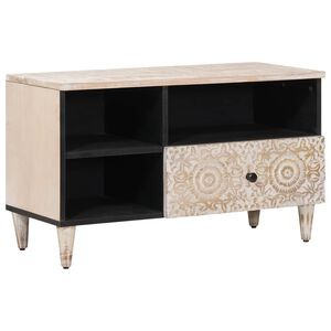 vidaXL TV skrinka Biela 80 x 33,5 x 46 cm Mas&iacute;vne mango drevo