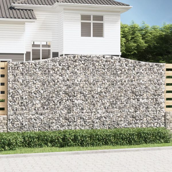 vidaXL Obl&uacute;kov&yacute; gabionov&yacute; k&ocirc;&scaron; 5 ks 400x30x200/220cm pozinkovan&eacute; železo
