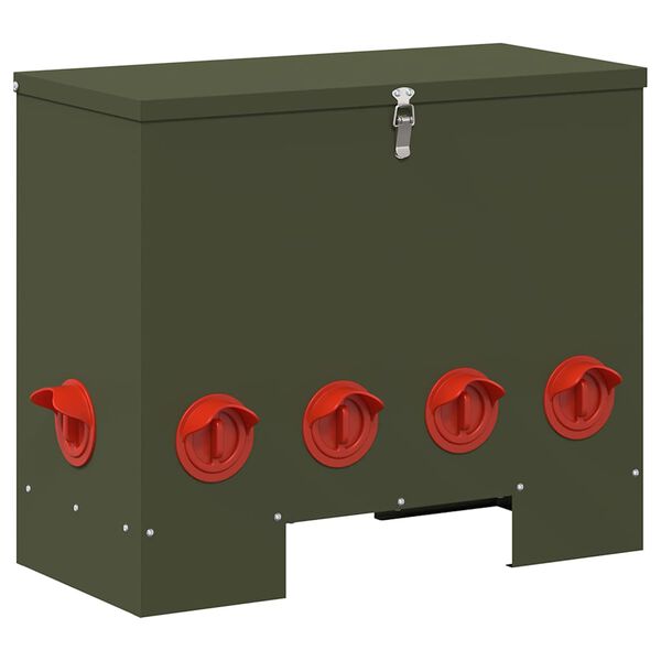 vidaXL Kŕmidlo pre kurčat&aacute; 2 pcs Olivov&aacute; zelen&aacute; 60,5 x 29 x 51 cm