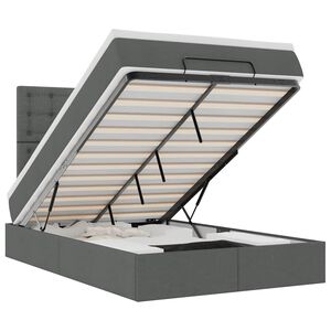 vidaXL Osmansk&aacute; posteľ s matracom a LED tmavosiv&aacute; 120x200 cm l&aacute;tka