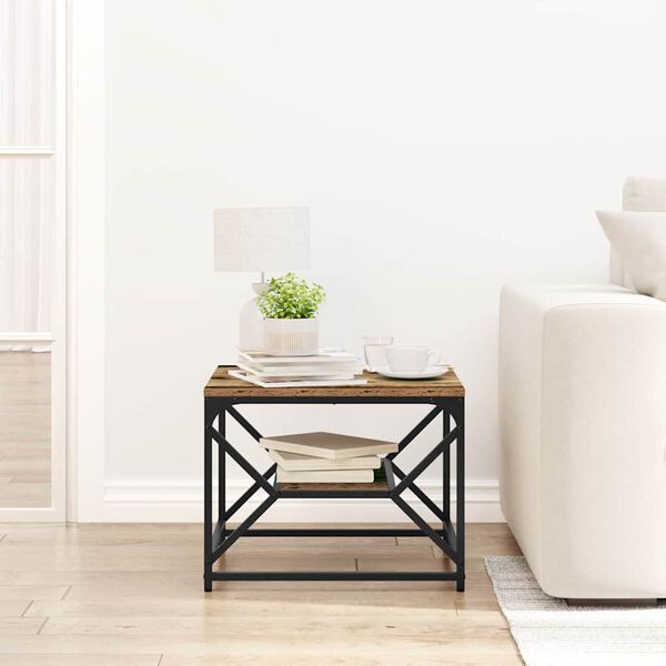 vidaXL Konferenčný stolík Staré drevo 51 x 50 x 40 cm