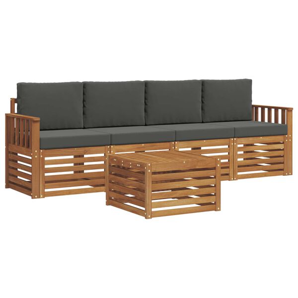 vidaXL S&uacute;pravy pohoviek Pr&iacute;rodn&aacute; a antracitov&aacute; Pevn&eacute; ak&aacute;ciov&eacute; drevo