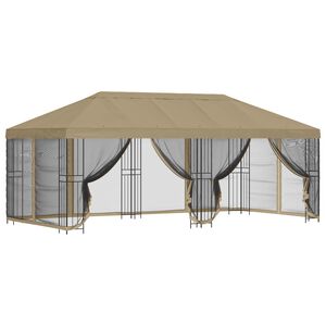 vidaXL Alt&aacute;nok so stenami 6 x 3 m B&eacute;žov&aacute; Polyester a oceľ 190 gsm