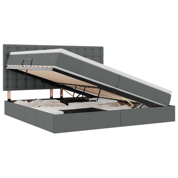 vidaXL Postel s &uacute;ložn&yacute;m prostorem a matrac&iacute; Tmavo &scaron;ed&aacute; 200 x 200 cm