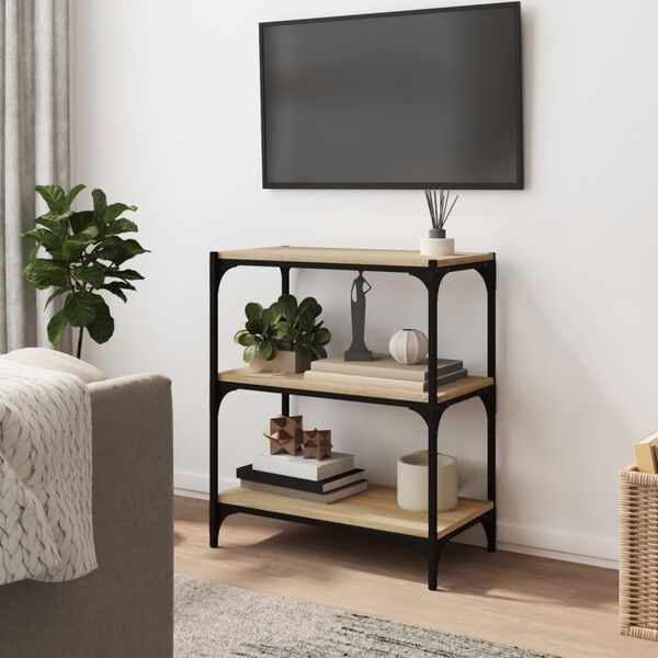 vidaXL Knižnica dub sonoma 60x33x70,5 cm spracovan&eacute; drevo a oceľ