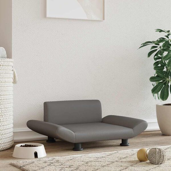 vidaXL Pelech pre psa siv&yacute; 70x45x28 cm umel&aacute; koža