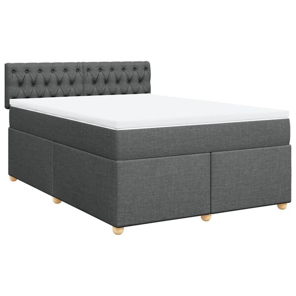 vidaXL Boxspring posteľ s matracom tmavosivá 140x190 cm látka