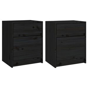 vidaXL Nočn&eacute; stol&iacute;ky 2 ks čierne 40x31x50 cm borovicov&yacute; mas&iacute;v