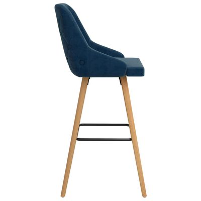 vidaXL Barové stoličky 2 ks, modré, zamat