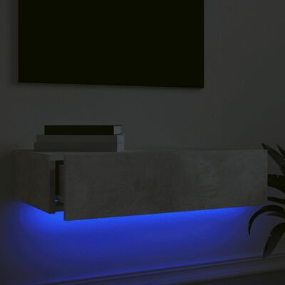 vidaXL TV skrinka s LED svetlami betónovo sivá 60 x 35 x 15,5 cm