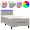 vidaXL Posteľ boxsping s matracom a LED bledosiv&aacute; 100x200 cm l&aacute;tka