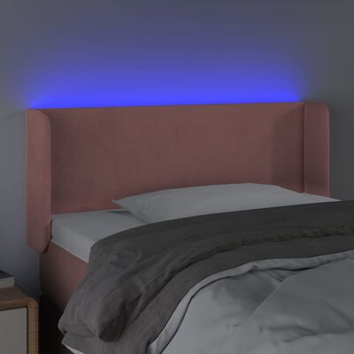 vidaXL Čelo postele s LED ružové 103x16x78/88 cm zamat