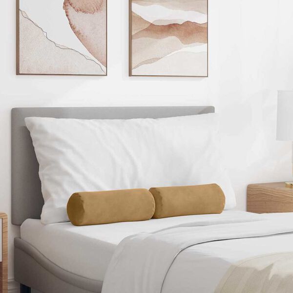 vidaXL Podložkové vankúše 2 pcs Hnedá Ø 15 x 40 cm Kordúrová tkanina