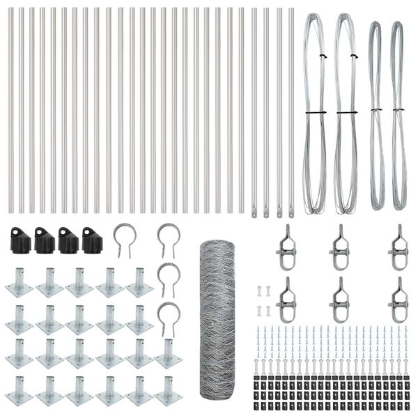 vidaXL Stĺp na plot. Strieborn&aacute; 50 x 1 m (50 mm sieť) Oceľ